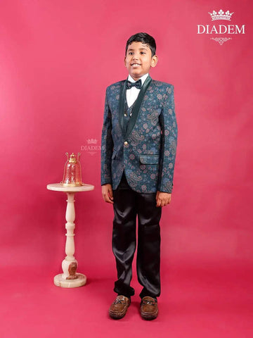 Dark Green Coat Suit with Bow - Diadem