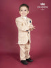 Light Apricot Windowpane Checked Coat Suit with Tie and Brooch - Diadem