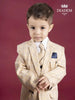 Light Apricot Windowpane Checked Coat Suit with Tie and Brooch - Diadem