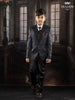 Black with Dark Blue Coat Suit with Tie and Brooch - Diadem