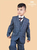 Dusk Blue Window Pane Checks Coat Suit with Tie - Diadem