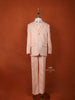 Light Peach Cotton Blend Coat Suit with Matching Tie Set - Diadem