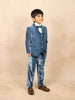 Teal Blue Velvet Coat Suit paired with Bow and Brooch - Diadem