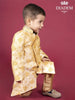 Gold Indo Western Sherwani Adorned in Brocades with Brooch - Diadem