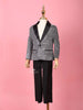 Silver Shimmer Tuxedo Full Sleeve Blazer for Boys - Diadem