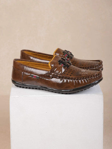 Dark Brown Casual Loafers for Boys - Diadem