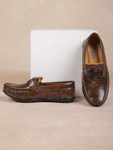 Dark Brown Casual Loafers for Boys - Diadem