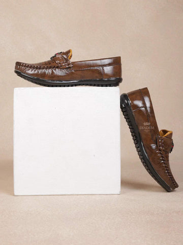 Dark Brown Casual Loafers for Boys - Diadem