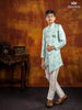 Light Blue Indo Western Sherwani Adorned in Floral Prints with Brooch - Diadem