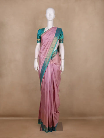 Baby Pink Floral Butta Design Pure Kanchipuram Silk Saree - Diadem
