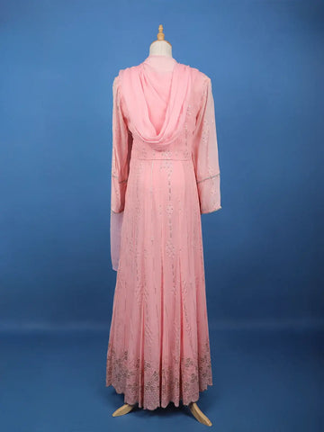 Baby Pink Floral Designed Georgette Palazzo Suit - Diadem