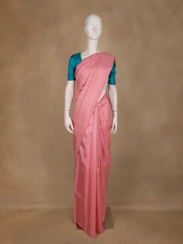 Baby Pink Floral Woven Pure Kanchipuram Silk Saree - Diadem