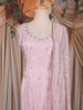 Baby Pink Sequin Embroidered Design Tissue Silk Palazzo Salwar Suit with Dupatta