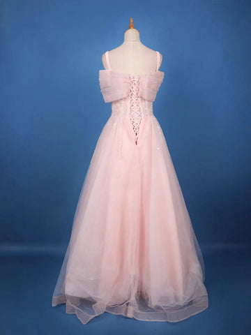 Baby Pink Sequins And Beads Embellished Net Gown - Diadem
