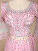 Baby Pink Sequins Embroidered Net Lehenga Set With Dupatta - Diadem