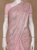 Baby Pink Floral Designed Organza Designer Saree - Diadem
