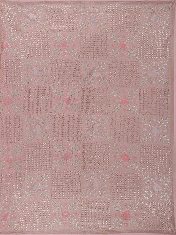 Baby Pink Floral Designed Organza Designer Saree - Diadem