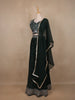 Bottle Green Net Sequins And Floral Embroidery Bridesmaid Lehenga - Diadem