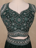 Bottle Green Net Sequins And Floral Embroidery Bridesmaid Lehenga - Diadem