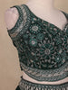 Bottle Green Net Sequins And Floral Embroidery Bridesmaid Lehenga - Diadem