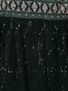 Bottle Green Net Sequins And Floral Embroidery Bridesmaid Lehenga - Diadem