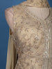 Beige Floral Design Organza Palazzo Suit