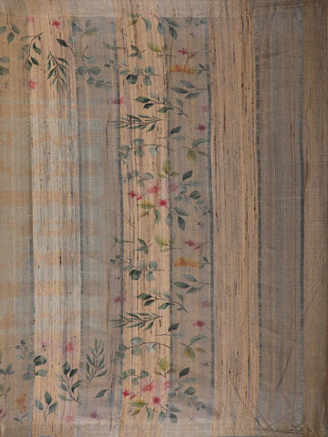Beige Floral Design Tussar Silk Saree - Diadem