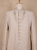 Beige Floral Embroidered Design Satin Sherwani Suit