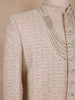 Beige Floral Embroidered Design Satin Sherwani Suit