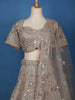 Beige Floral Embroidered Net Lehenga With Dupatta - Diadem
