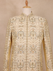 Beige Floral Embroidered Raw Silk Sherwani Suit