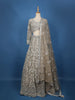 Beige Floral Embroidery Net Lehenga - Diadem