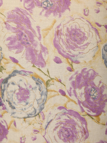 Beige Floral Printed Cotton Salwar Suit - Diadem