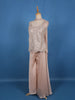 Beige Sequin Design Georgette Palazzo Suit