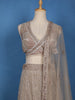 Beige Sequins Embroidered Mermaid Net Lehenga With Dupatta