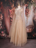 Beige Sequins and Beads Embroidered Design Net Gown
