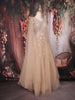 Beige Sequins and Beads Embroidered Design Net Gown