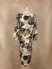 Beige and Black Floral Printed Cotton Kurti