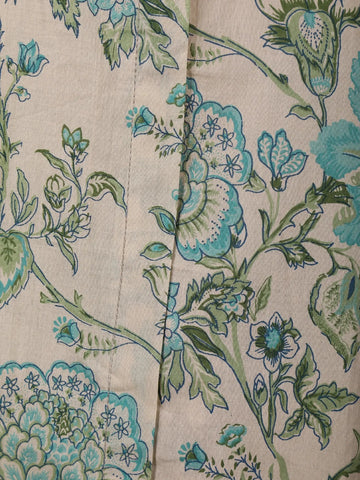 Beige Floral Printed Cotton Salwar Suit - Diadem