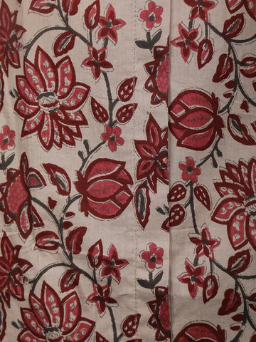 Beige Floral Printed Cotton Shirt Collar Salwar Suit Set - Diadem