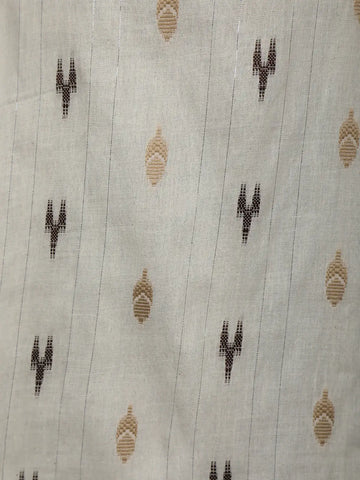 Beige Ikat Embroidered Salwar Suit with Brown Tie-Dye Dupatta - Diadem