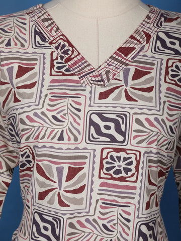 Beige Multicolor Geometric Printed Cotton Straight Cut Salwar Suit Set - Diadem