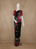 Black And Maroon Floral Printed Chandheri Cotton Saree