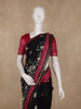 Black And Maroon Floral Printed Chandheri Cotton Saree