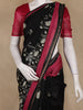 Black And Maroon Floral Printed Chandheri Cotton Saree