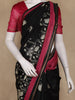 Black And Maroon Floral Printed Chandheri Cotton Saree