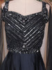 Black Beads Embroidered Design Satin Gown