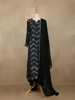 Black Chevron Design Cotton Straight Cut Salwar Suit - Diadem