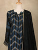 Black Chevron Design Cotton Straight Cut Salwar Suit - Diadem