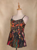 Black Floral Design Cotton Top